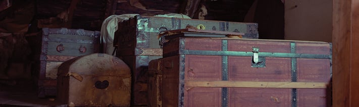 old trunks in an attic