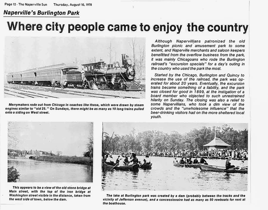 A newspaper clipping from Aug. 10, 1978 with the headline, "Where city people came to enjoy the country."