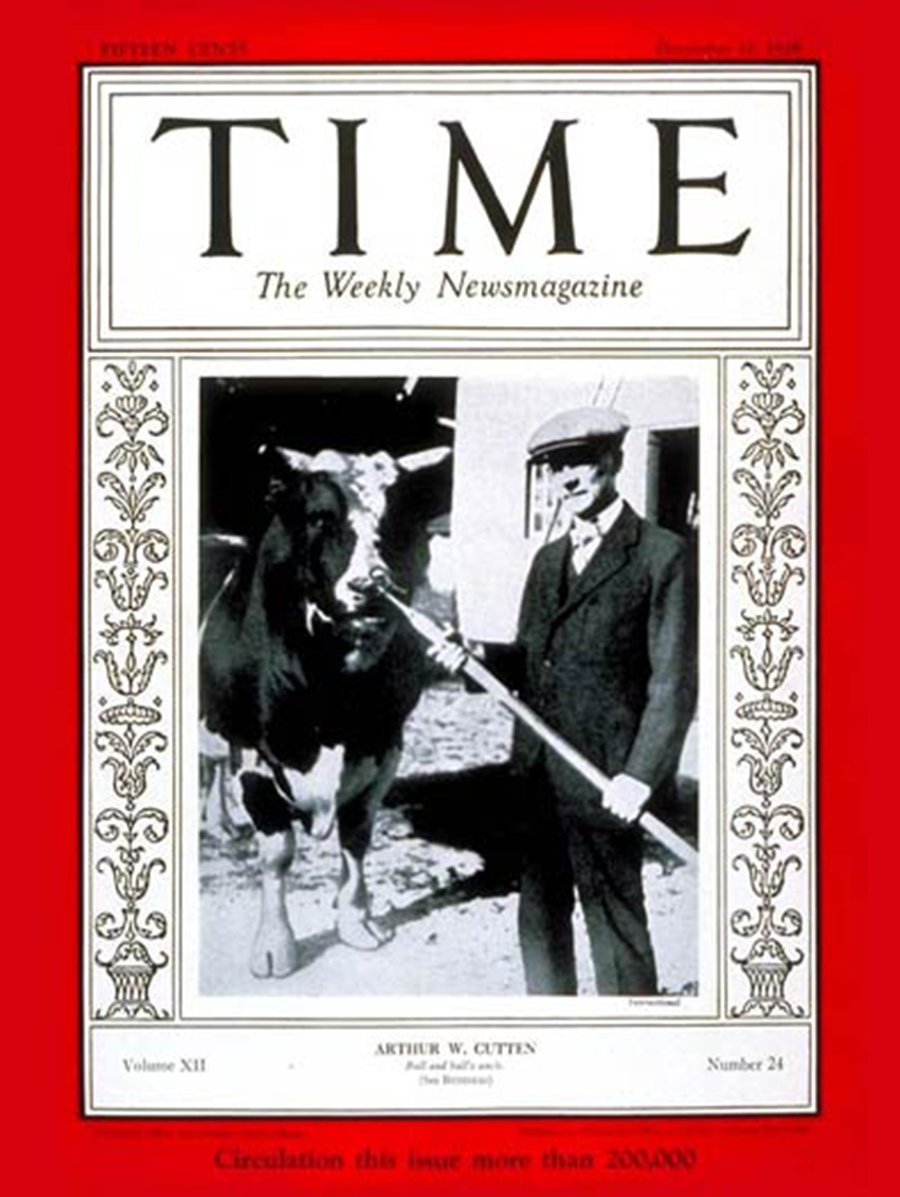 Arthur Cutten on the cover of Time Magazine in 1928.
