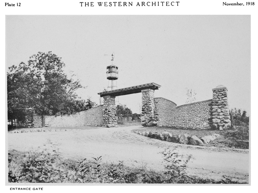 The old entrance as seen in Western Architect magazine.