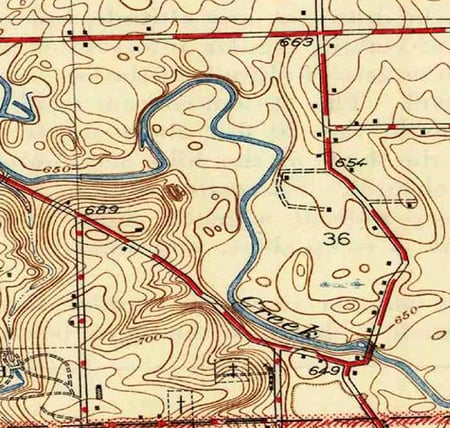 A 1927 map showing Salt Creek.