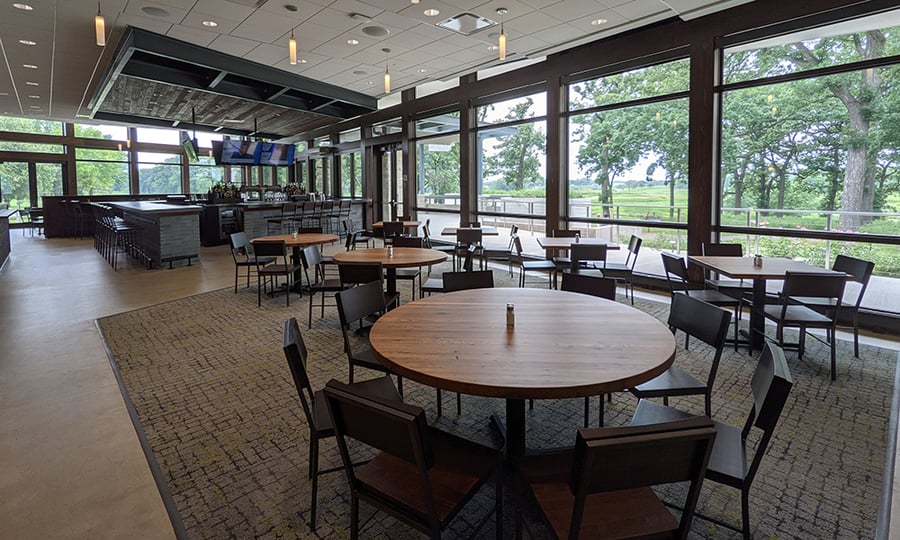 A view from inside the restaurant/bar at the new clubhouse.