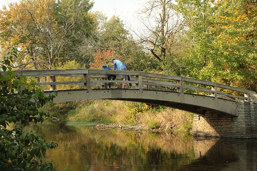 trail over river at Pioneer Park