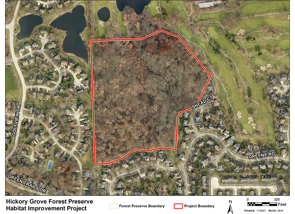 Hickory Grove Habitat Improvement Project Aerial Map