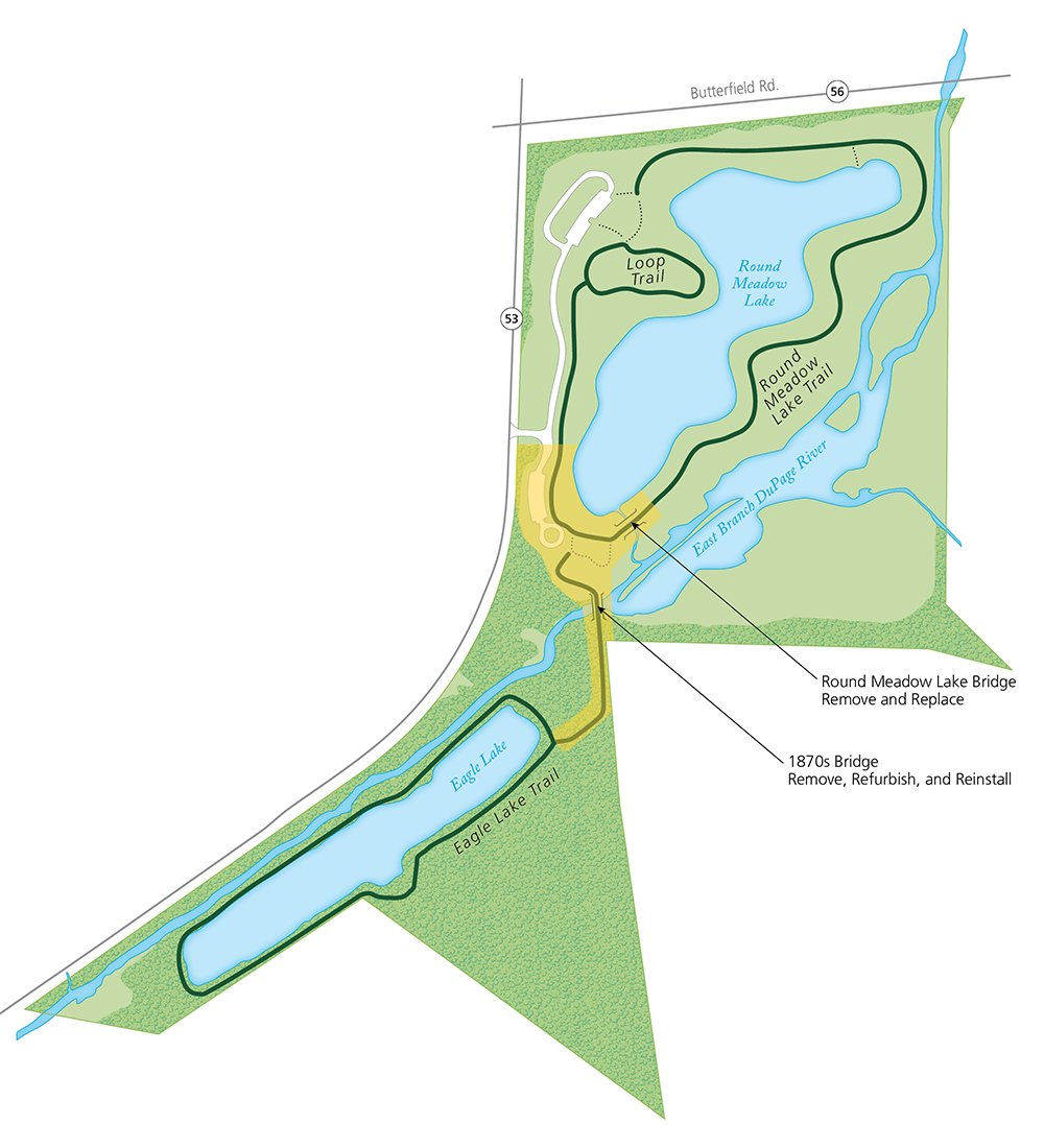Hidden Lake Forest Preserve Bridge Map