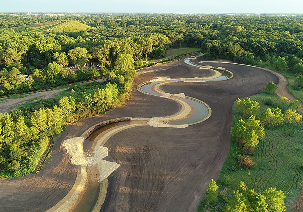 Spring Brook Creek aerial during construction