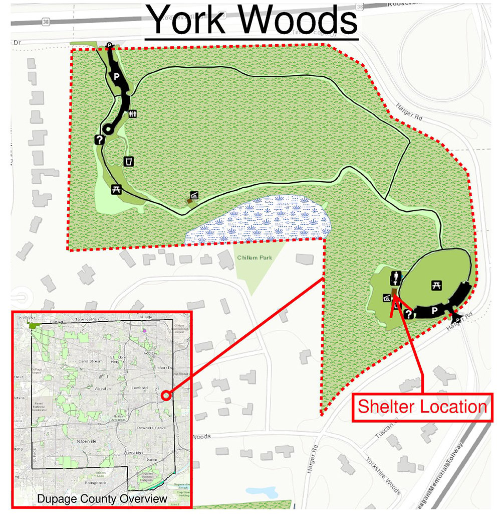 York woods shelter map