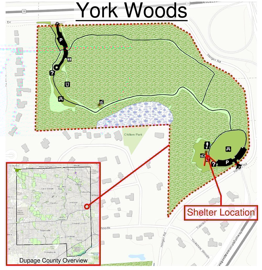 York woods shelter map