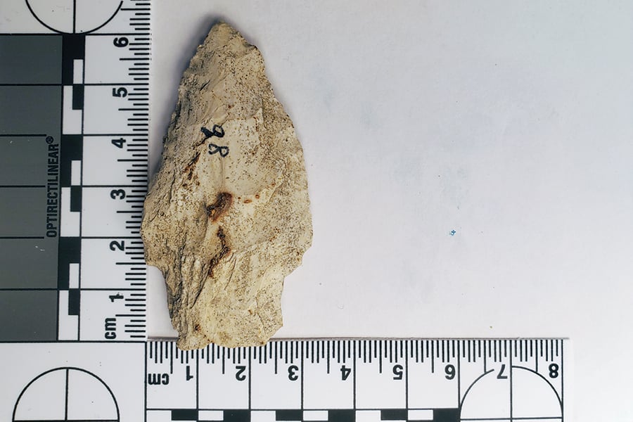 an ancient arrowhead found in a DuPage forest preserve