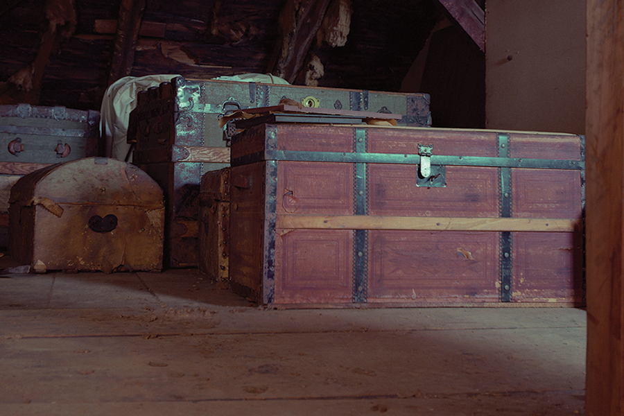 storage trunks in an attic
